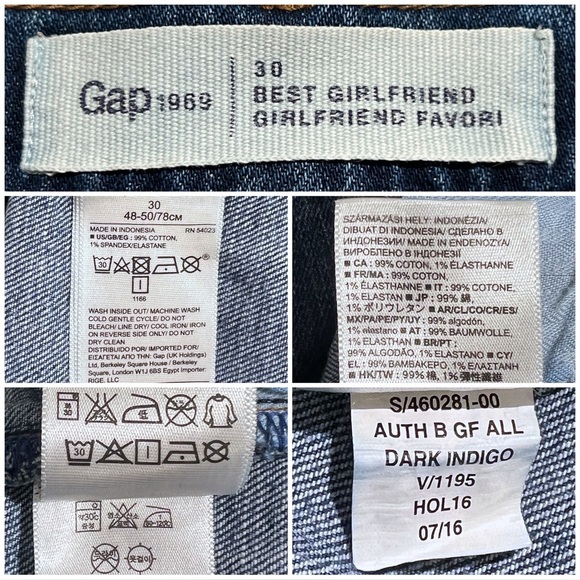 GAP Jeans AUTHENTIC 1969 Stud Best Girlfriend Y2K Star Ankle Dark Indigo Blue 30 - Picture 7 of 17